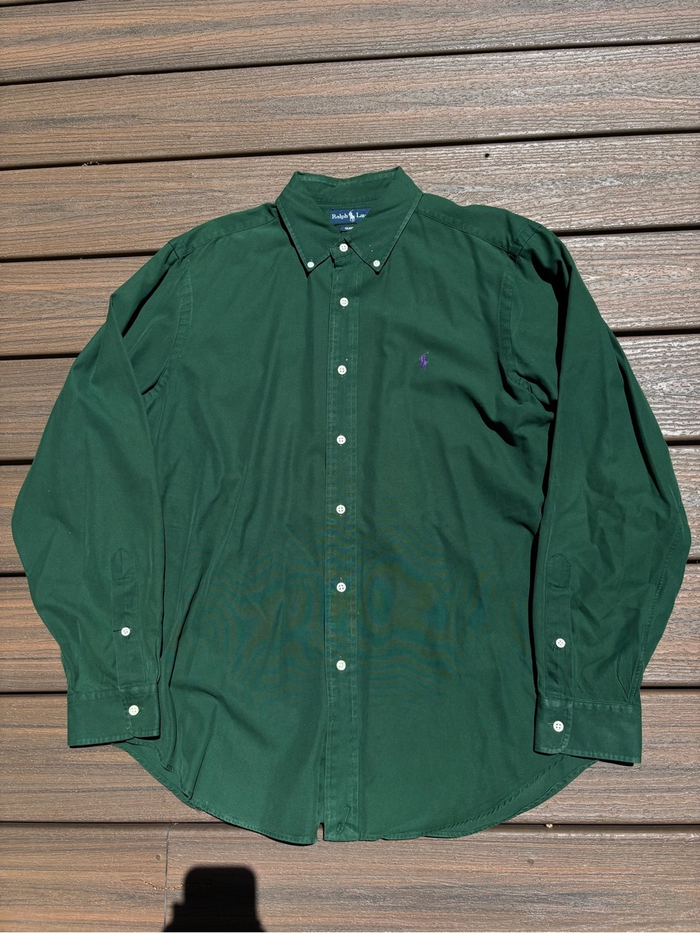 Vintage Polo Ralph Lauren Cotton Silk Button Down Green Shirt Preppy Mens L